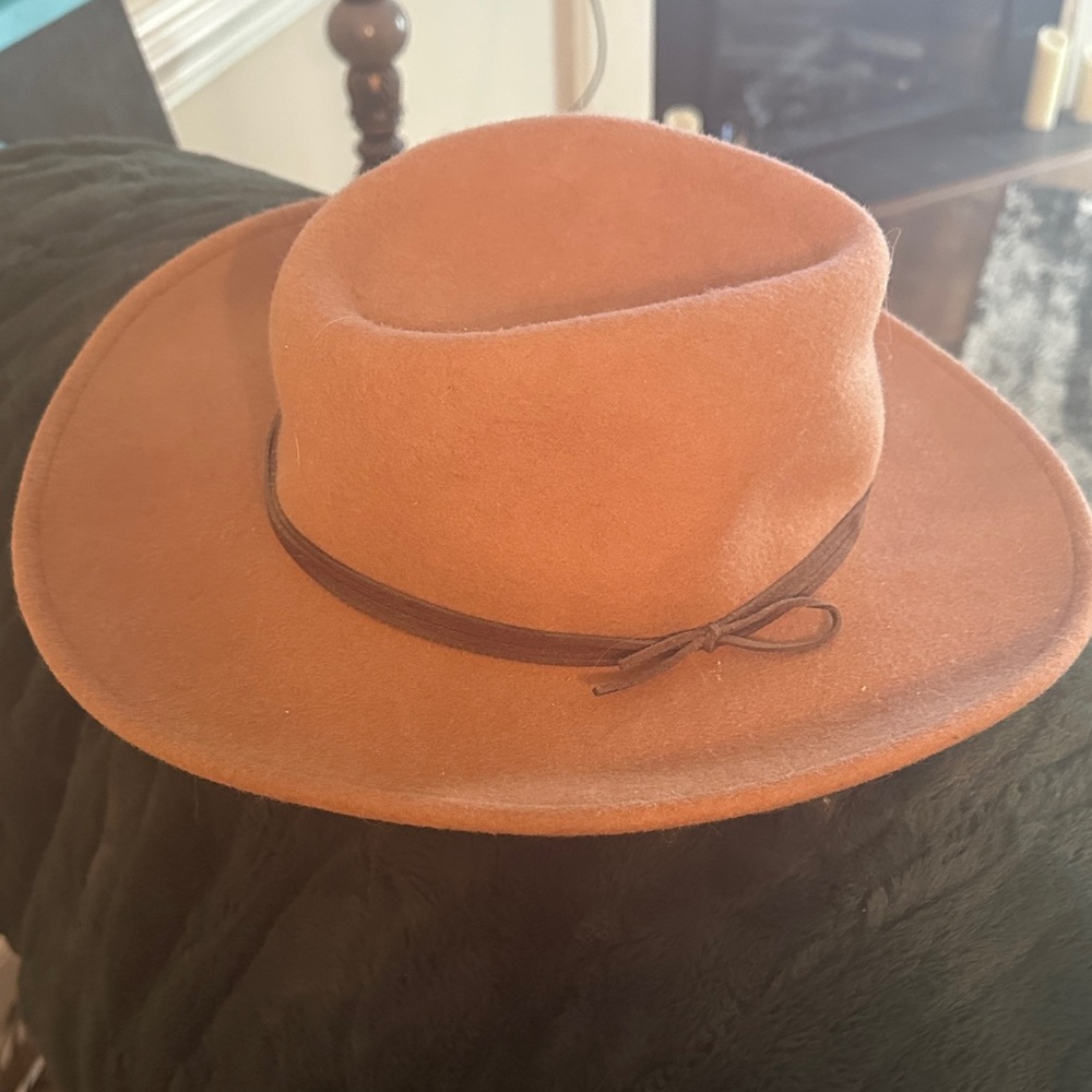 Talbots Tan Wool Hat with Brown Band. Like new. Never Worn.